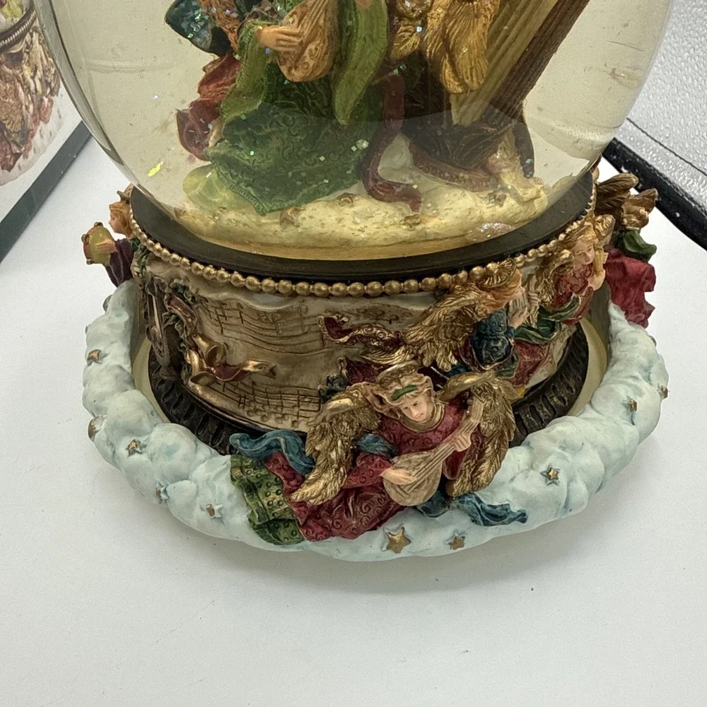 Kirkland Christmas Musical Waterglobe Revolving Base Snow Globe Hark Angel Works